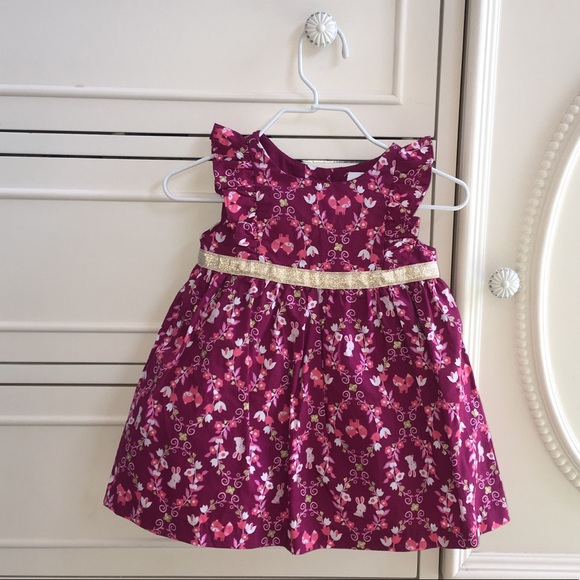 Cute burgundy/bunny print formal dress - Picture 1 of 2